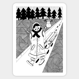 Girl with sledge Sticker